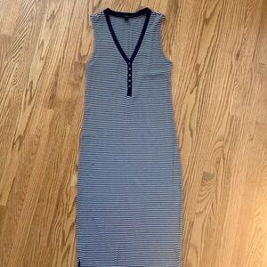 J. Crew Navy and White Striped Midi Dress